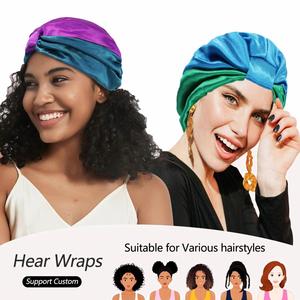 Assorted Colors Hair Cover Twisted Pleated Headwrap Women Night Wrap Sleep Cap <b>Turban</b> Adjustable <b>Silk</b> Satin Bonnet <b>for</b> <b>Sleeping</b> - Product Image 4