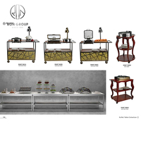 Gastronomie-Ausstattung Tisch Luxus-Marmor Gewerbe Esstisch-Set Mobiler LED-Buffet-Tresen
