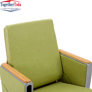 Silla Moderna para Auditorio, Teatro o Conferencias, Tapizada en Tela Verde, Multiusos, con Tablero de Escritura Plegable - Product Image 3