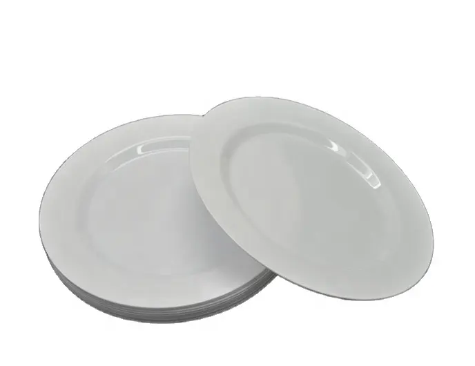 Assiettes de service en plastique dur de 6 pouces, fournitures de restauration, assiettes de fête, ensemble d'assiettes de décoration de mariage blanches élégantes, vente en gros