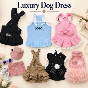 Vestido de Lujo para Perro, Diseño de Mezclilla con Volantes de Tul y Logotipo, para Gatos y Cachorros, Proveedor de Catálogos Mayoristas para Boutiques - Product Image 1