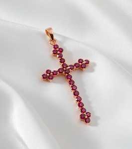 Pendentif croix Starlight en or 14 carats avec pierres précieuses naturelles ou de laboratoire et détails en diamant - Product Image 4