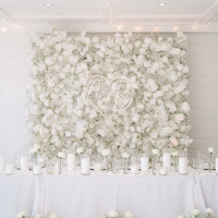 Panneau HK-FW018, mur de fleurs artificiel en soie 5D, rouleau de fleurs pour mariage, toile de fond 8*8 pieds, mur de fleurs roses enroulable, mur de fleurs 3D