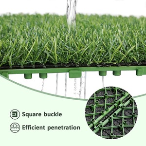 Dalles de gazon artificiel emboîtables personnalisées 30/60 mm, gazon <span class=keywords><strong>puzzle</strong></span> pour terrains de badminton/tennis/football, fil micro-tressé CE - Product Image 3