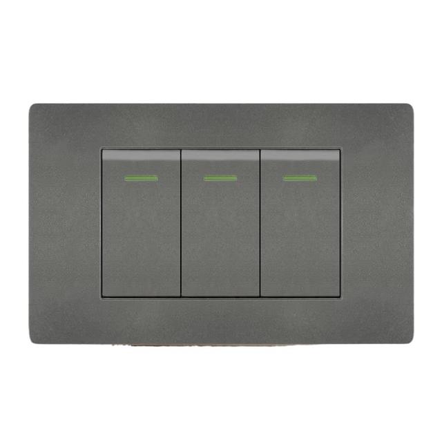 Custom Quality British Standard  Double 13A Switch Socket with Neon PC Frame Light Electrical Wall Switches and Sockets