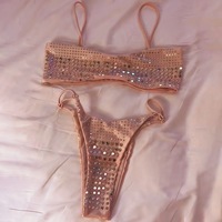 Micro Bikini en cristal avec haut en triangle String G extrême Bikinis Maillot de bain pour femmes Maillots de bain exotiques avec logo personnalisé Vente en gros