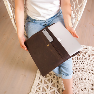 Leather Portable Leather <b>Laptop</b> Inner <b>Case</b> Non-Magnetic and Waterproof Computer Bag Thin Design LS-0005 - Product Image 1