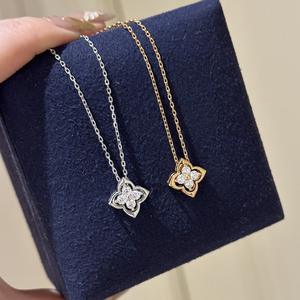 Collier pendentif en argent pur S925, style antique, petit seau doré, couleur diamant, brossé, étoile octogonale, kaléidoscope, bijoux fins - Product Image 1