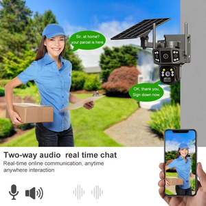 מצלמת אבטחה סולארית HIKWIFI V380 Pro 4K HD PTZ 4G עם ראיית לילה CMOS, זיהוי תנועה חיצוני, סיבוב <span class=keywords><strong>360</strong></span> מעלות, אלחוטית - Product Image 3