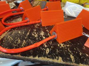 Par de topes de rueda de PU con cuerda de mango flexible, bloque antideslizante de uretano para neumáticos de avión, caravana y camión pesado - Product Image 6