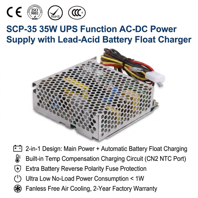 SCP-35 Series 35W Security Switching Power Supply 13.8V/27.6V Single Output with Battery Charger Uninterruptible SMPS for CCTV