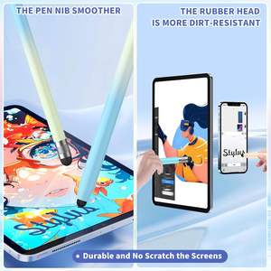 Stylet 2 en 1 en aluminium, 6 pièces, <span class=keywords><strong>pour</strong></span> tablettes <span class=keywords><strong>IPad</strong></span>/iPhone/Android, haute précision, sensibilité, double embout en caoutchouc (6 dégradés) - Product Image 3