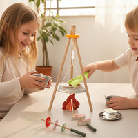 Ensemble de jeu de camping en bois personnalisé pour enfants, jouets de simulation de feu de camp et de barbecue pour tout-petits, cadeaux de jouets Montessori pour filles et garçons
