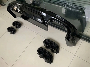 Diffusore posteriore nero lucido per paraurti con terminali di scarico per Audi Q5 SQ5 B9 2018-2021 (disponibile negli USA) - Product Image 2