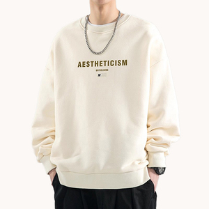 Sudadera Vintage de Cuello Redondo con Forro Polar Grueso para Hombre, Estilo Holgado para Otoño e Invierno, Nuevo Estilo, Logotipo Personalizado, Versátil, Sin Capucha - Product Image 6