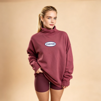Sweat-shirt oversize à col montant pour femme et adolescente, coupe courte, manches longues, décontracté, hiver 2026