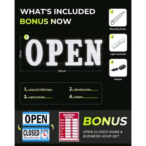 <b>Led</b> Open <b>Sign</b> 30x10 Inch Super Bright White <b>Led</b> Display For Retail Store Window Hanging Installation - Product Image 6