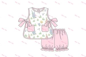 Boutique Baby Mädchen Sommer-Overall mit Blumenmuster Kleinkind Mädchen Rüschen-Romper Passendes Set mit Seitenschleife Schürze und Bloomer 2026 - Product Image 3