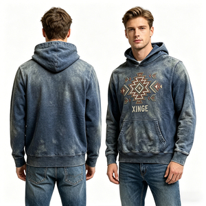 Sudadera con Capucha Bordada Estilo Navajo Vintage para Hombre, Sudadera Oversize de Estilo Urbano, Servicio Personalizado OEM ODM - Product Image 4