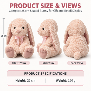 Peluche <span class=keywords><strong>Coniglio</strong></span> Rosa con Orecchie Lunghe e Morbide, Finta Pelliccia <span class=keywords><strong>di</strong></span> <span class=keywords><strong>Coniglio</strong></span>, Personalizzabile OEM ODM, Vendita all'Ingrosso e al Dettaglio, 25cm - Product Image 2