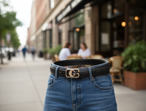 Ceinture décontractée en métal avec boucle en alliage de 3,5 cm - Product Image 2