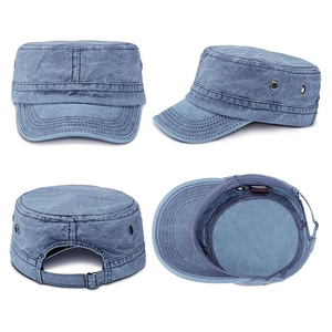 워싱코튼 스포티 퍼프 인쇄 생도 플랫 탑 모자 조정 가능한 남여 공용 야구 모자 - Product Image 3