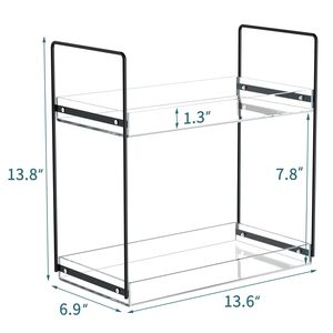 Organizzatore a 2 livelli in acrilico per cosmetici e prodotti skincare, da appoggio su bancone o scaffale sottolavello da cucina - Product Image 2