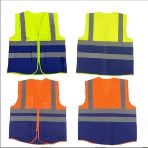 Alta visibilidad amarillo naranja cremallera seguridad trabajo seguridad tráfico chaleco nylon poliéster correr chaleco reflectante ropa de seguridad