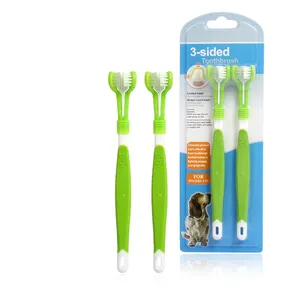 Factory wholesale toothbrush pet Set Oral Cleaning Care 3 sided pet toothbrush for dogs