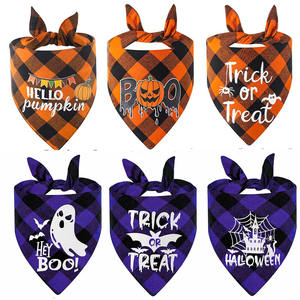 Großhandel Winter Druck muster <span class=keywords><strong>Halloween</strong></span> Haustier Lätzchen New Polyester Katze Hund Dreieck Schal Hals Hals Party Haustier Bekleidung Zubehör - Product Image 1