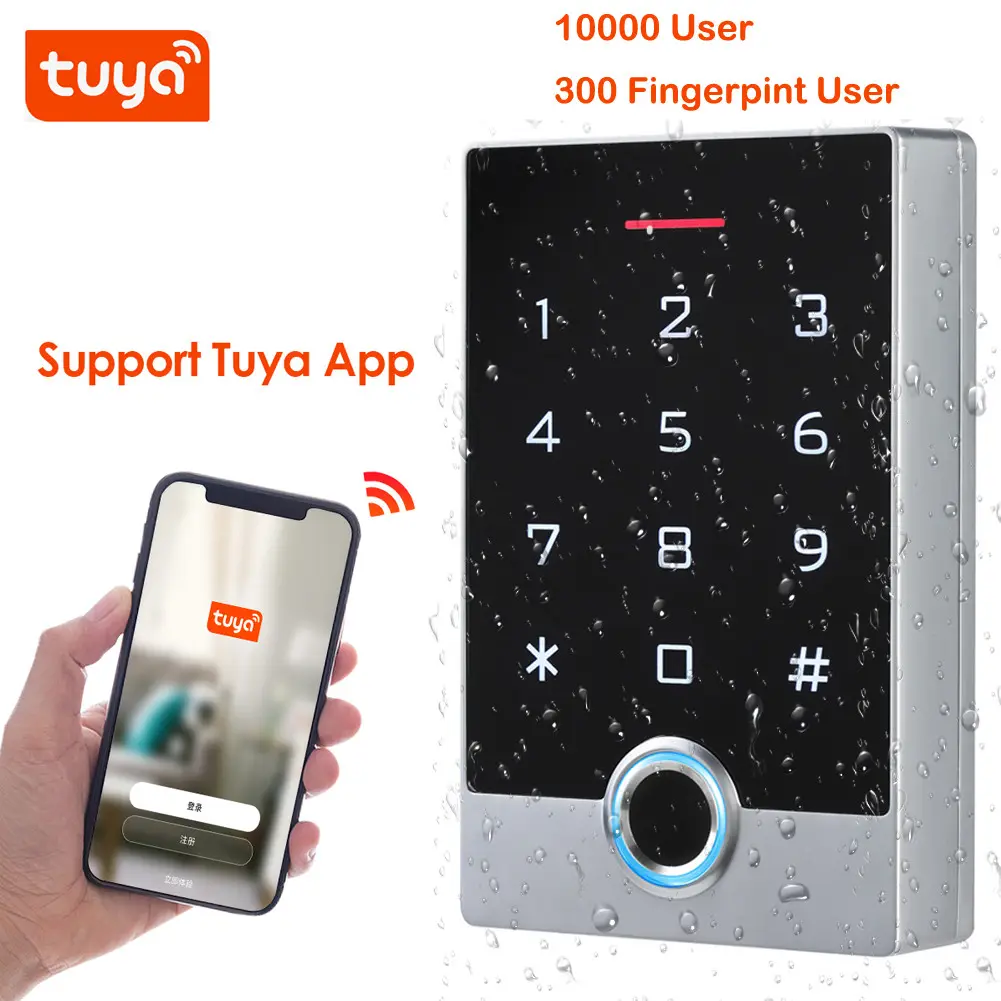 Tuya APP WiFi IP68 Waterproof Keypad Touch Screen Fingerprint Rfid Access Control Reader fingerprint biometric reader
