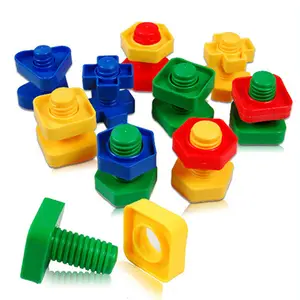 Çocuk plastik vida yapı taşları somun ve cıvata inşaat eğitici oyuncaklar geometrik şekiller