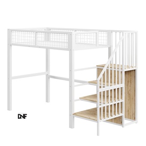 <span class=keywords><strong>Lit</strong></span> <span class=keywords><strong>mezzanine</strong></span> moderne en métal 90x200cm <span class=keywords><strong>avec</strong></span> armoire de <span class=keywords><strong>rangement</strong></span> <span class=keywords><strong>et</strong></span> escalier 1 place blanc (sans matelas) pour salon - Product Image 1