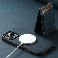 SUTENI untuk iPhone 18 Pro Max Casing Ponsel Pengisi Daya Nirkabel Magnetik Pita Elastis Tempat Kartu Penyangga Kulit Imitasi 17 16 Plus 15 14 13