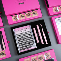 Precio de fábrica al por mayor: Kits de pestañas DIY con curvatura D para aplicar en casa, kit de pestañas postizas estilo hada, segmentos precortados.