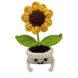 Fiore di Girasole Simulato Intrecciato a Mano in Vaso con Espressioni Divertenti, Decorazione per Regali di Compleanno e Feste - Product Image 2