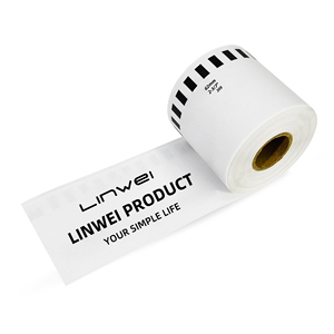 Rollo de Etiquetas de Papel Térmico Autoadhesivo Compatible con DK-22205 DK205, Negro sobre Blanco, para Impresora Brother - Product Image 1