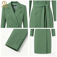Robe Blazer Midi en Satin à Manches Longues et Ceinture, Élégante et Décontractée, pour Femme, Collection Automne 2026, Fabricant Américain de Vêtements