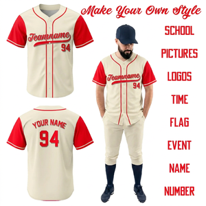 Maillot de baseball unisexe personnalisé, impression par sublimation, nom de l'équipe, logo, 100% polyester, manches courtes, toutes saisons, vêtements de sport pour adultes - Product Image 1