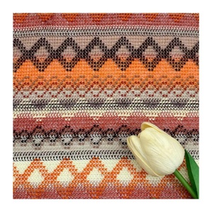 Thời Trang Thiết Kế Mới Nhiều Màu Sắc Polyester Crochet 100% Polyester Warp Sóng Crochet Đan Cầu Vồng Jacquard Vải - Product Image 5
