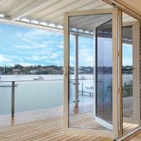 Porte accordéon en aluminium à double vitrage, finition moderne AS2047, pour patio extérieur de villa