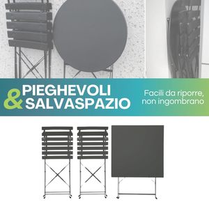 Conjunto de Bistro Metálico Cuadrado para Exteriores con 2 Sillas y Mesa Plegable, Muebles de Jardín de Diseño Retro en Color - Product Image 5