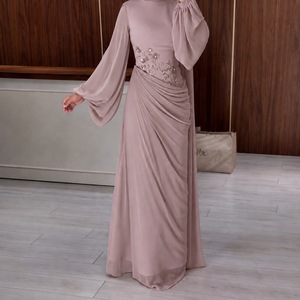 Abito fluido a maniche lunghe in <span class=keywords><strong>chiffon</strong></span> con motivo floreale e dettagli gioiello, stile elegante, per il mercato europeo - Product Image 5