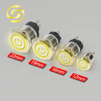 Interrupteur à bouton-poussoir de 16 mm avec LED et signal d'alimentation, interrupteur momentané métallique étanche à verrouillage automatique 3V 5V 6V 12V 24V 220V