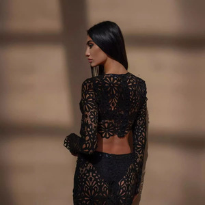 Autumn Collection New Style European-style Fitted Sheer Lace Top and Midi Skirt Two-<b>piece</b> <b>Set</b> - Product Image 3
