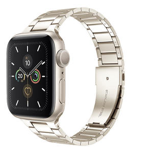 Correa Ultrafina de Acero Inoxidable para <span class=keywords><strong>Apple</strong></span> <span class=keywords><strong>Watch</strong></span> 11/10 9 <span class=keywords><strong>8</strong></span> 7 6 5 para <span class=keywords><strong>Apple</strong></span> <span class=keywords><strong>Watch</strong></span> con Tres Cuentas Transpirable (Función No Incluida) - Product Image 2