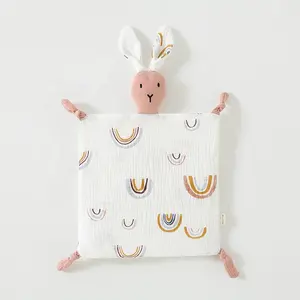 लोवबांड कपास मस्लिन आरामदायक कंबल टॉडलर बर्प कपड़े के लिए फैशन खरगोश नींद खिलौना