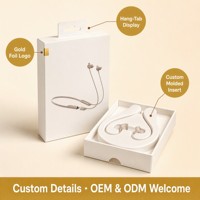 Caja de embalaje rígida personalizada para auriculares con lengüeta colgante e inserto de plástico moldeado, caja para auriculares Bluetooth con banda para el cuello, blanco mate