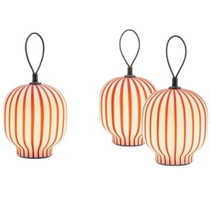 Atotalof Candy Themed <b>Lantern</b> Table <b>Lamp</b> Red Striped Portable Led Battery Operated Cordless For Festive Atmosphere - Product Image 5
