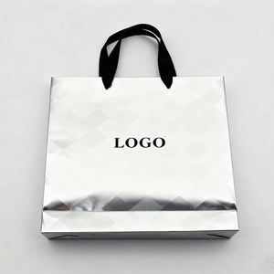 Customized Eco-Friendly Recyclable Luxury Ivory Board Gift Paper <b>Bags</b> Lamination Custom Logo Printed for Supermarket Promotion - Product Image 2
